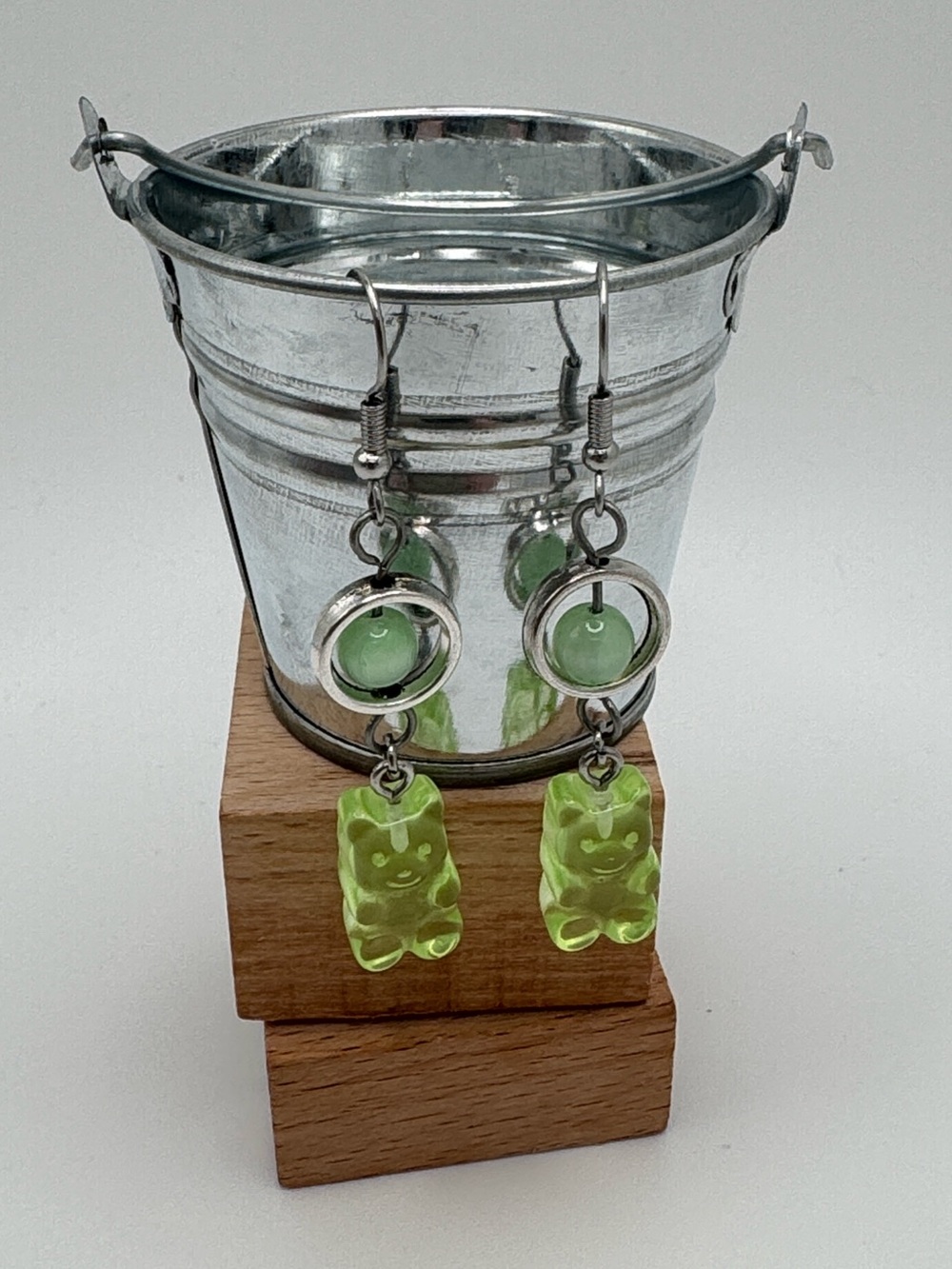 Green Gummy Bear Drop Earrings